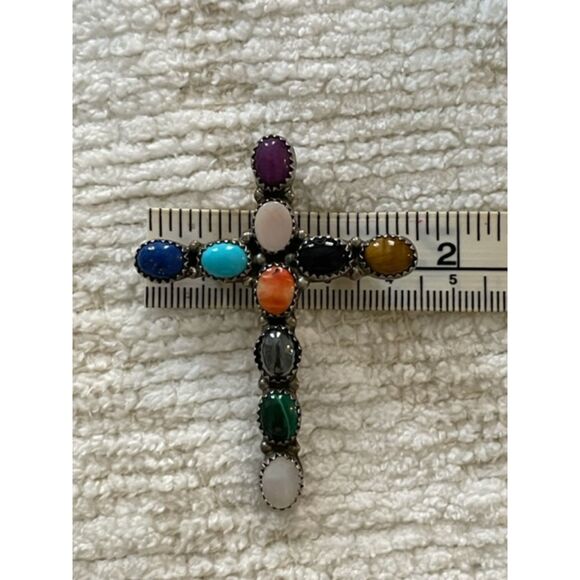 Vintage Native American Navajo Sterling Silver Cross signed by  Lenora Begay. - Picture 2 of 5